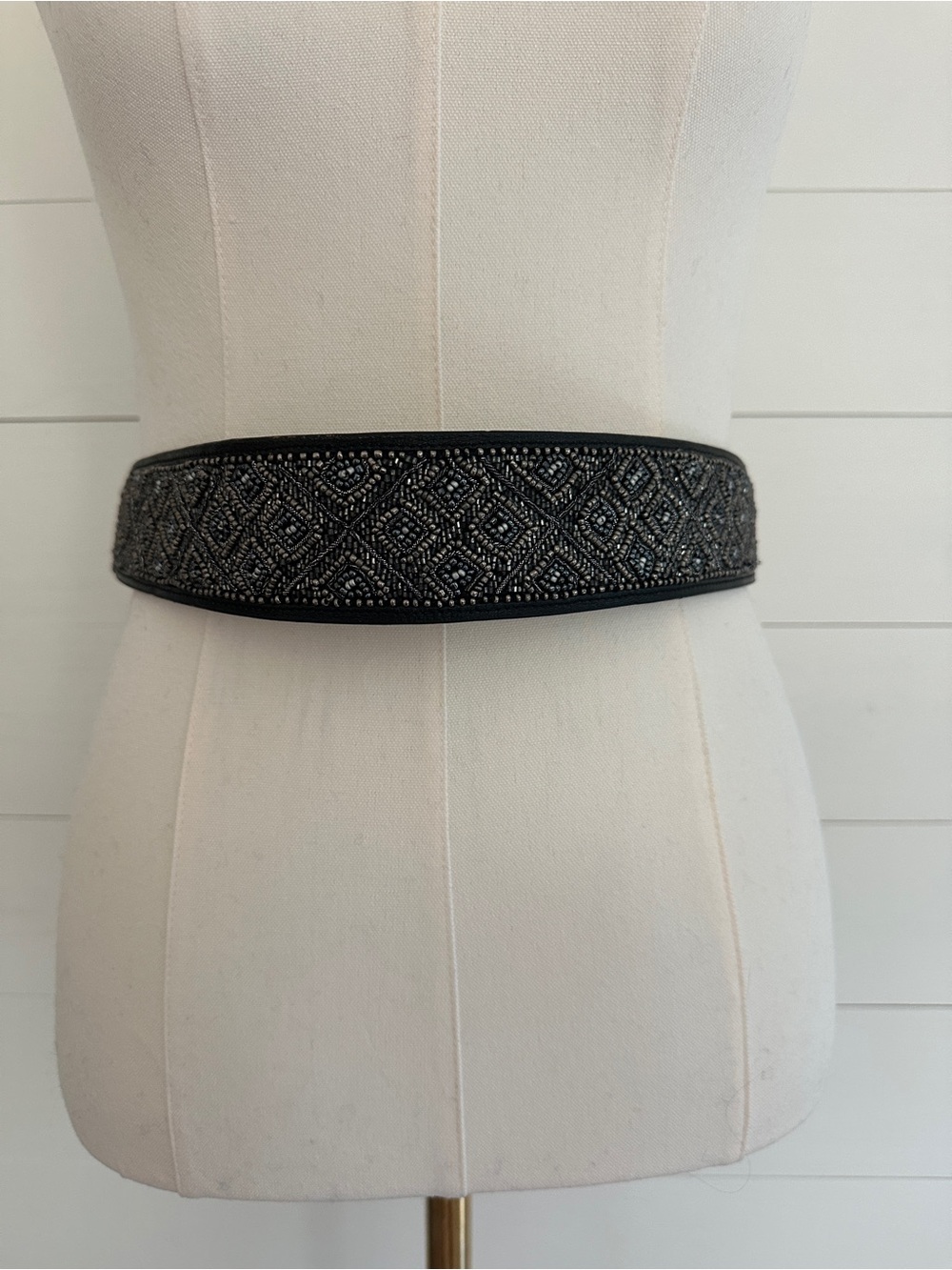 Embellished Black Beaded Waist Belt